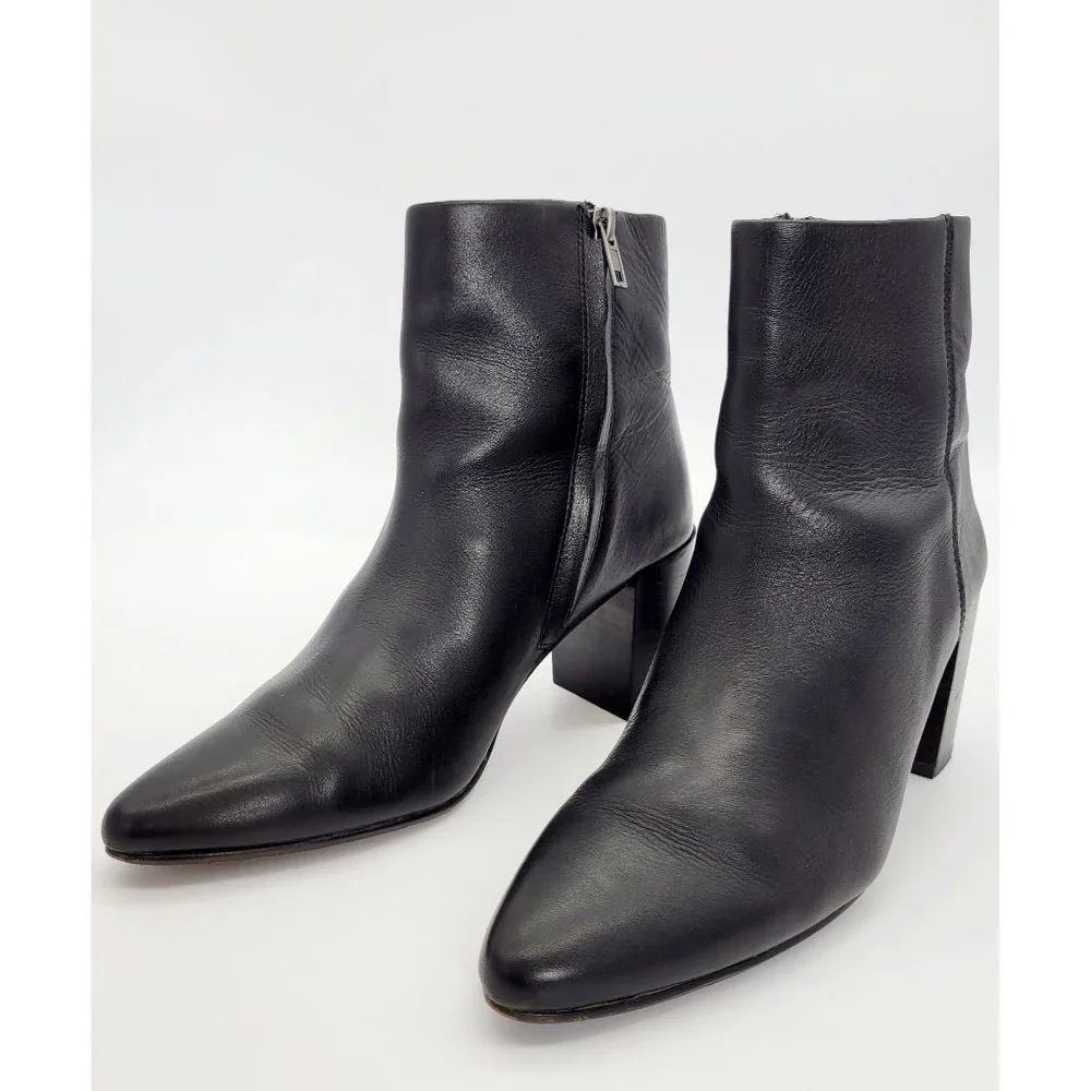 Madewell The Fiona Boot in Leather Black Ankle Boots Size 7